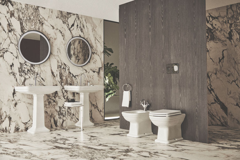 Ideal Standard Calla basins, bidet and WC with Joy Neo fittings